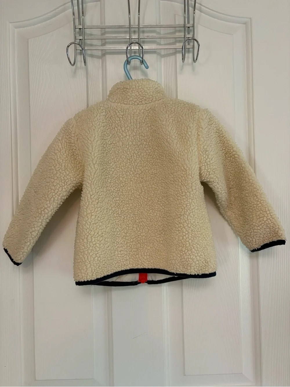 Crewcuts Cream Sherpa Jacket with Navy Trim